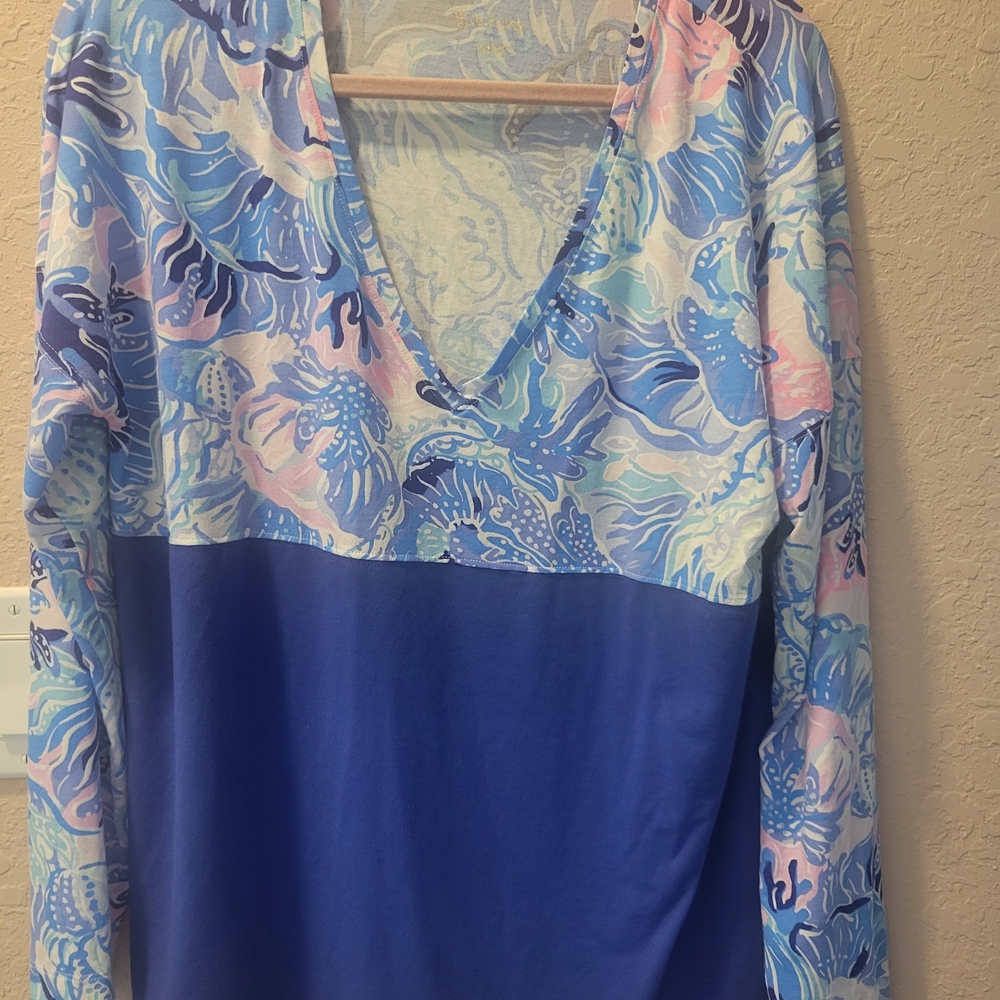 Lilly Pulitzer Pastel Blue Floral Crewneck Top